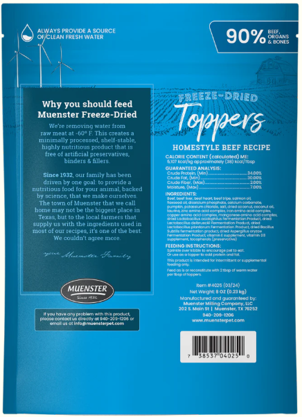 Freeze-Dried Meal Toppers Homestyle Beef Recipe for Dogs