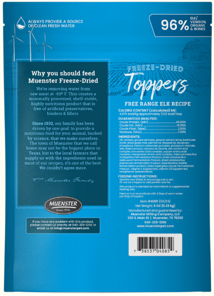 Freeze-Dried Toppers Free Range Elk Recipe for Dogs