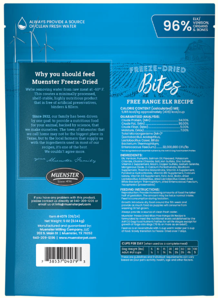 Freeze-Dried Elk Bites Complete & Balanced Food and Treat for Dogs