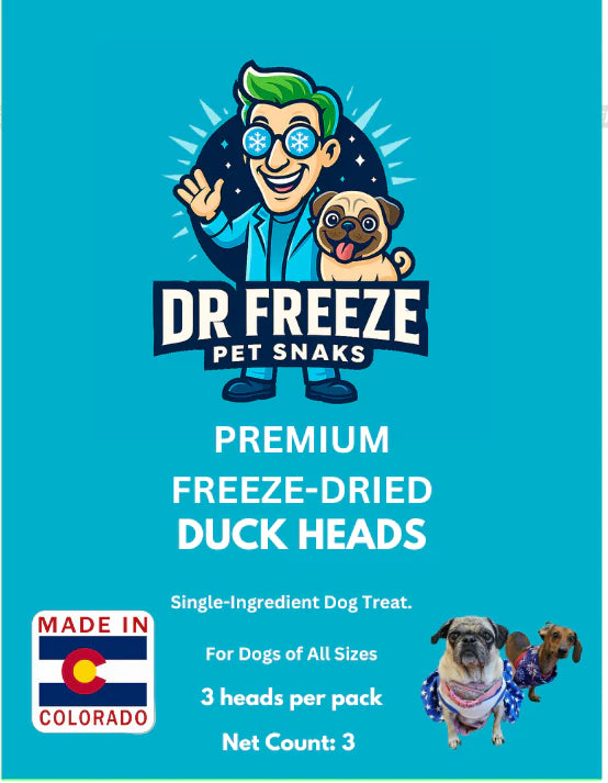 Freeze Dried Duck Heads - 3 Count Pack