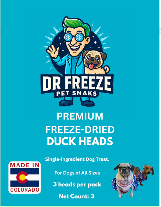 Freeze Dried Duck Heads - 3 Count Pack