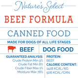 Nature's Select Beef Formula Pate formula breakdown sheet | dog food infographic | beef protein dog food | Wet dog food | Canned dog food | natural dog food | Best natural dog food | beef dog food | protein dog food