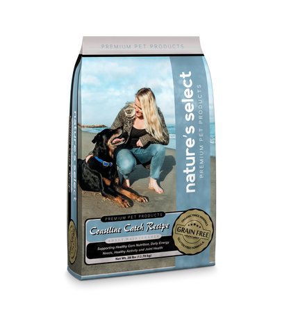 Nature's Select dry dog food | Coastline Catch recipe, grain free white fish dog food | grain free dog food | fish flavored dry dog food | Dry dog food bag | White fish dog food | Best natural dry dog food | dry dog food subscription | dog kibble | best kibble for dogs | high protein dog food | best senior dog food | white fish dog food 