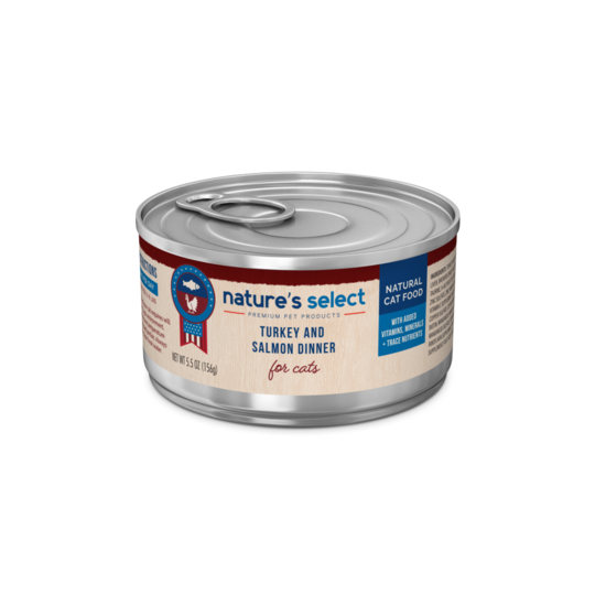 Turkey & Salmon Wet Cat Food | Nature's Select Canned Cat Food | Best wet cat food | Salmon wet cat food | Salmon canned cat food | turkey wet cat food | turkey cat food | best natural cat food | vitamin cat food | single can cat food | box of wet cat food