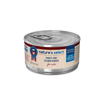 Turkey & Salmon Wet Cat Food | Nature's Select Canned Cat Food | Best wet cat food | Salmon wet cat food | Salmon canned cat food | turkey wet cat food | turkey cat food | best natural cat food | vitamin cat food | single can cat food | box of wet cat food